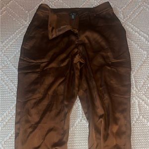 Nicole Miller brown satin cargo pants